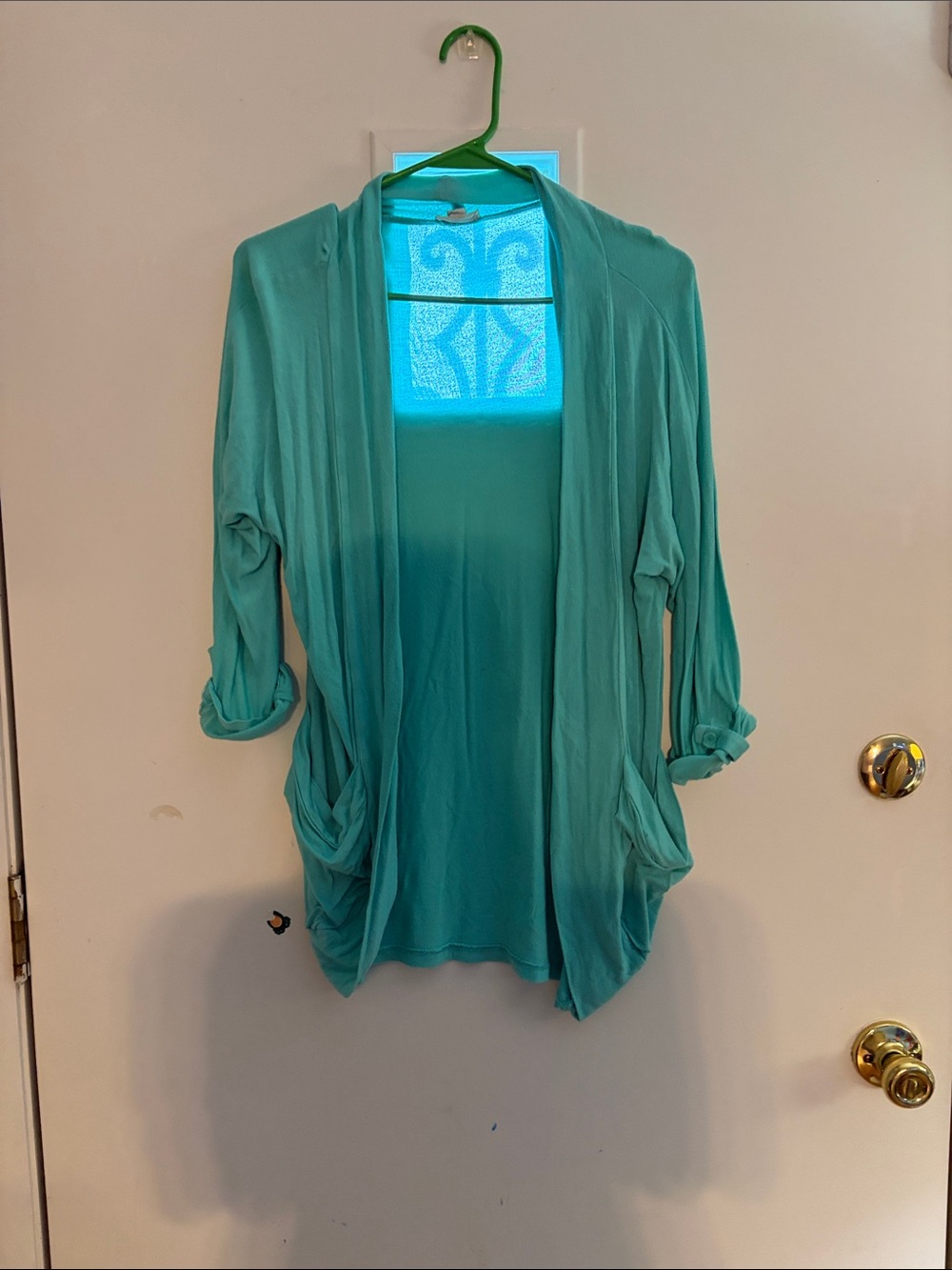 Lightweight Turquoise Open-Front Women's Cardigan
